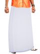 Smart Line White Single Dhoti - Silver colour wide border