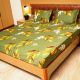 Soft Dreams 100% Cotton Super King Satin Weave Bedsheet Green Colour Leaf Print Bedsheet 4008C