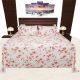 Kitex King Size White with Peach Flower Printed Cotton Bedsheet With Two Pillow Cover -MOONLIGHTS