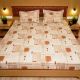 KITEX - SD90 King Size Light Brown With Dark Brown Leaf Printed Bedsheet With Two Pillow Cover 4023B