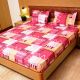 King Size Pink With White Colour Printed Bedsheet With 2 Pillow Cover SD90 4015C