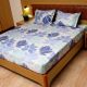 KITEX Soft Dreams - 100% Cotton Super King Satin Weave Bedsheet Light Blue colour Floral Printed Sheet 4007B