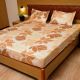 Soft Dreams 100%  Cotton  Satin Weave Super King Size Bedsheet Light Brown Colour Floral Design 4007C