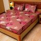Soft Dreams 100% Satin Weave Cotton Light Pink With Dark Pink & White Floral Bedsheet 4008A