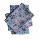 Kitex- Dual Single Bedsheet With Two Pillow cover - Lightblue With Red Flower
