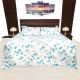 Kitex King Size White with sky blue Flower Printed Cotton Bedsheet With Two Pillow Cover -MOONLIGHTS