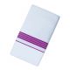 Smart Line White Single Dhoti - Dark Magenta colour wide border