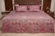 Kitex King Size Bedsheet With Two Pillow Cover - Light pink Colour With Leaf Design SD90 4020 A